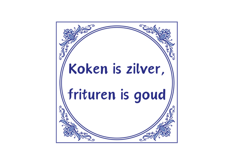 Delfts Blauw tegeltje Koken is zilver 15x15 cm