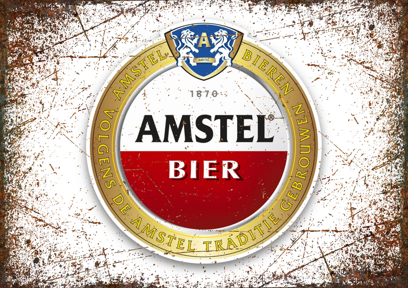 Metalen mancave reclamebord Amstel 20x30 cm