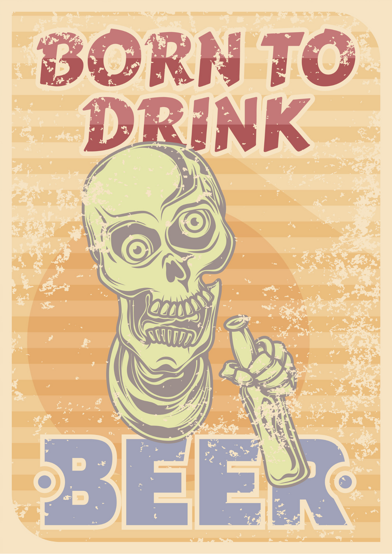 Metalen mancave reclamebord Born To Drink Beer 20x30 cm