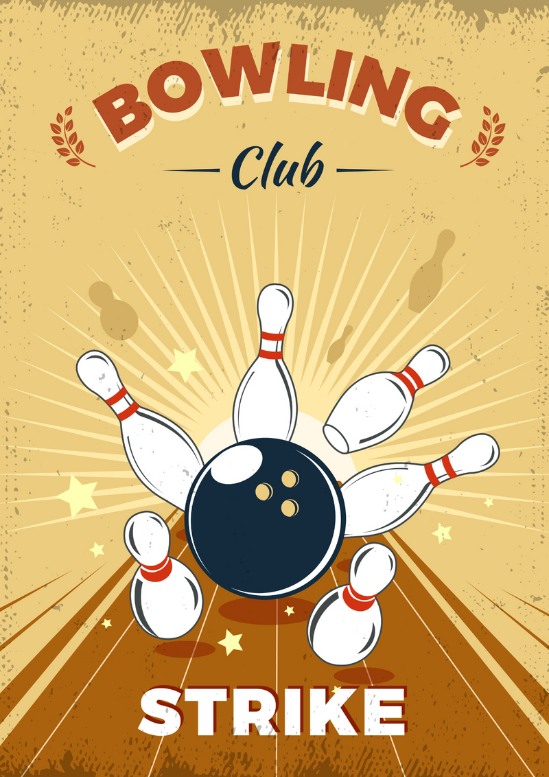 Metalen reclamebord Bowling Club 20x30 cm