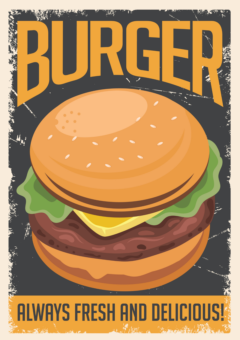Metalen reclamebord Burger 20x30 cm