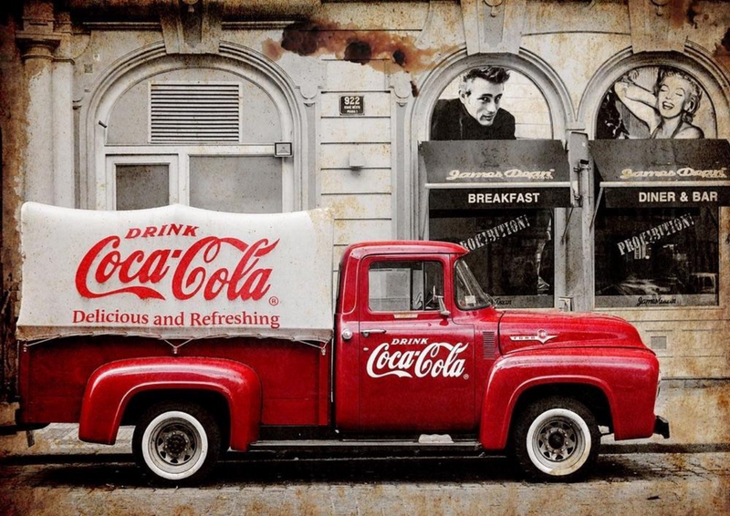 Metalen mancave reclamebord Coca Cola Truck 20x30 cm