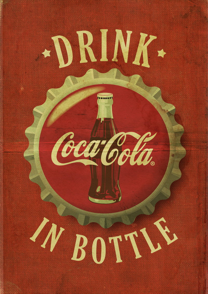 Metalen reclamebord Drink Coca Cola In Bottle 20x30 cm