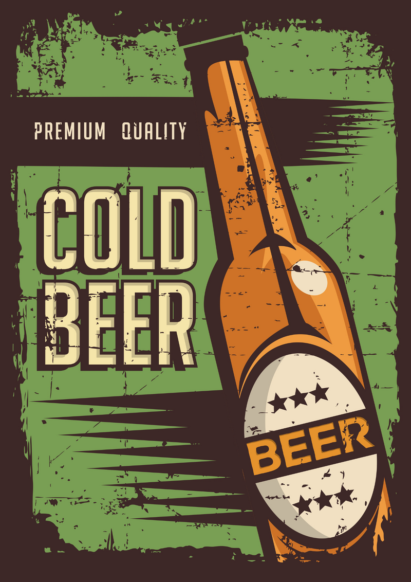 Metalen reclamebord Cold Beer 20x30 cm