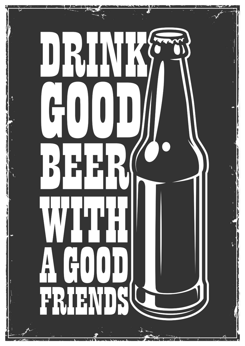 Metalen mancave reclamebord Drink Good Beer 20x30 cm