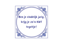 Delfts Blauw tegeltje Eindelijk Jarig 15x15 cm