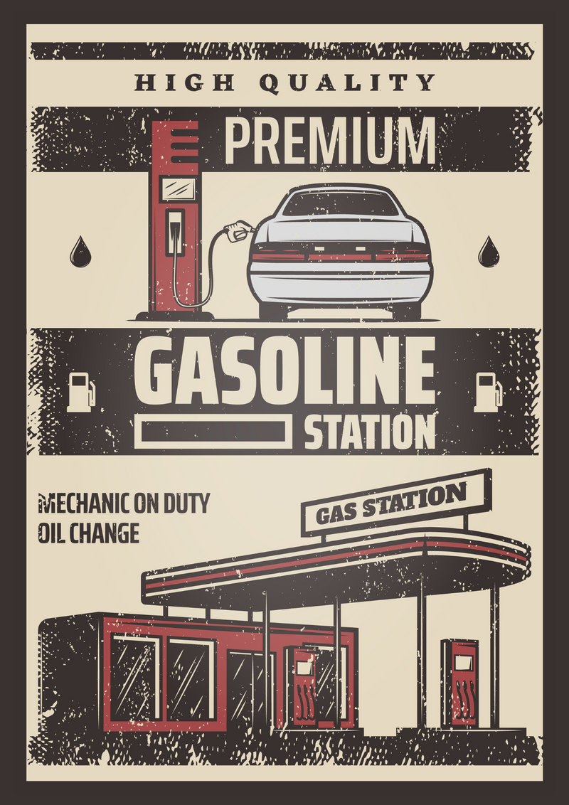 Metalen reclamebord Gasoline Station 20x30 cm