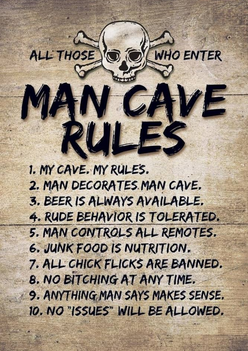 Metalen reclamebord Man Cave Rules 20x30 cm
