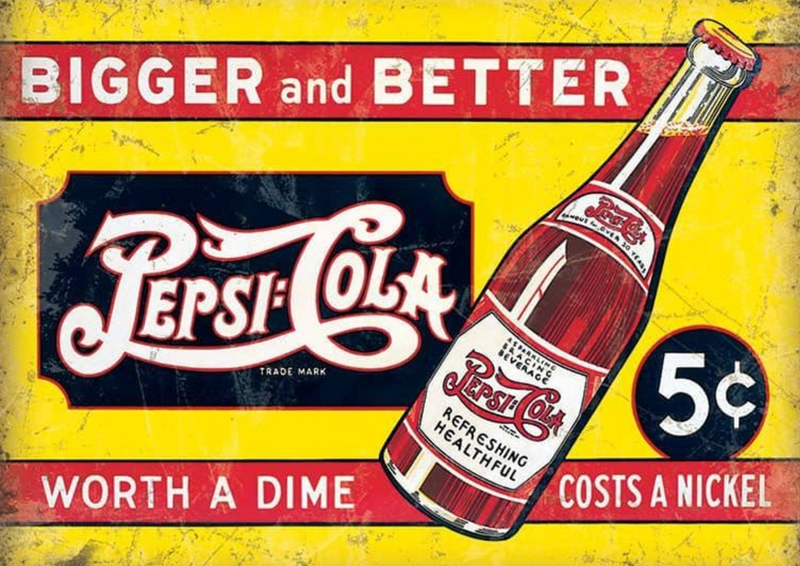 Metalen mancave reclamebord Pepsi Cola Vintage 20x30 cm
