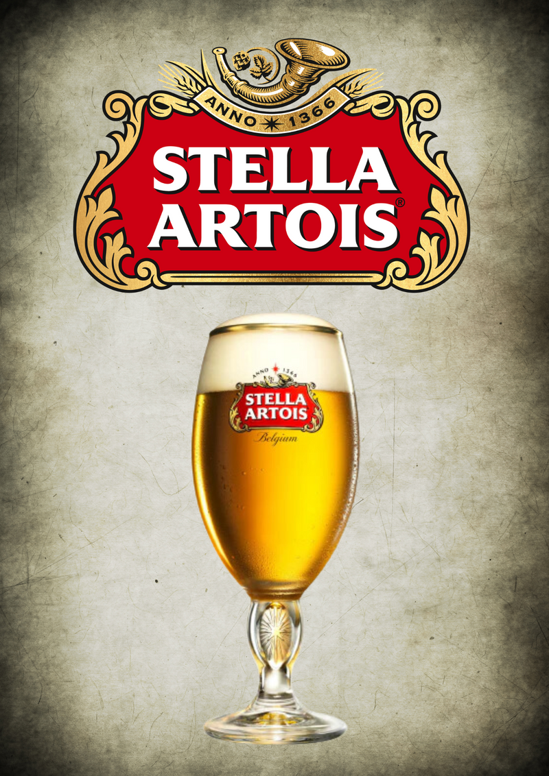 Metalen mancave reclamebord Stella Artois Glas 20x30 cm