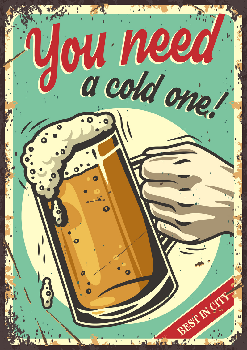 Metalen reclamebord You Need A Cold One 20x30 cm