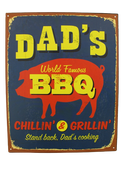 Metalen reclamebord Dad's BBQ 20x25 cm