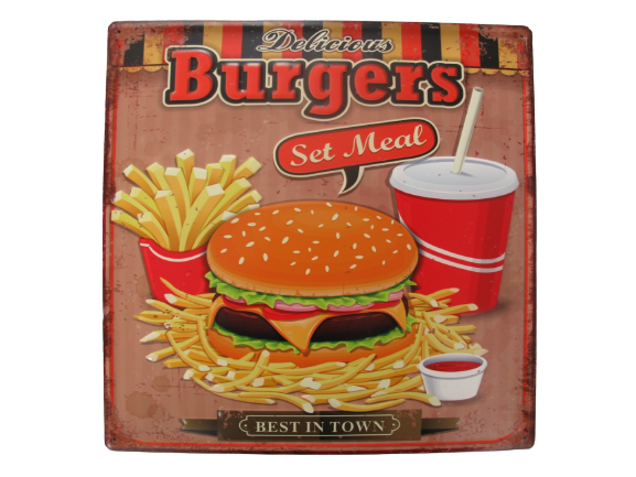Metalen reclamebord Burgers 38x38 cm