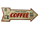 Metalen wandbord Coffee Arrow met reliëfopdruk 50x19 cm