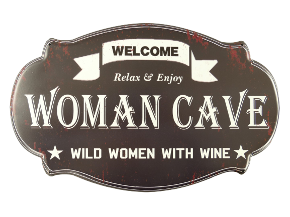 Metalen reclamebord Woman Cave 39x25 cm