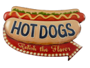Metalen wandbord Hot Dogs met reliëfopdruk 40x26 cm