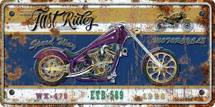 Metalen mancave reclamebord Fast Rider met reliëf 40x20 cm