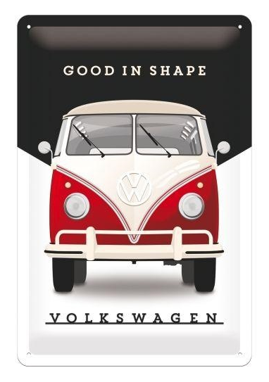 Metalen mancave reclamebord Volkswagen met reliëf 20x30 cm