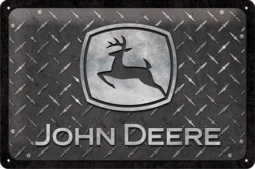 Metalen mancave reclamebord John Deere Black met reliëf 20x30 cm
