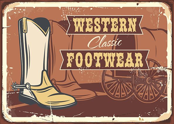 Houten mancave bord Western Footwear 21x15 cm