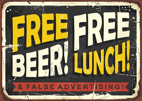 Houten mancave bord Free Beer Free Lunch 21x15 cm - allesvooruwmancave.nl