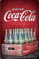Metalen mancave reclamebord Coca Cola krat 20x30 cm
