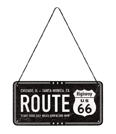 Metalen mancave reclamebord Route 66 10x20 cm