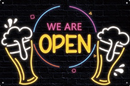 Metalen mancave reclamebord Open 20x30 cm - Neon look