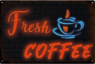 Metalen mancave reclamebord Fresh Coffee 20x30 cm - Neon look