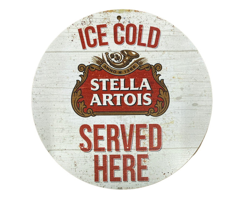 Houten reclamebord Stella Artois Served Here 20x20 cm