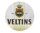 Houten reclamebord Veltins 20x20 cm