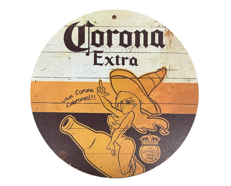 Houten reclamebord Corona Extra 20x20 cm